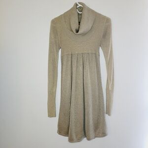 Women's Dress XS Gold Glitter Cowl Neck Metallic Party NYC Cocktail Joyce Leslie
